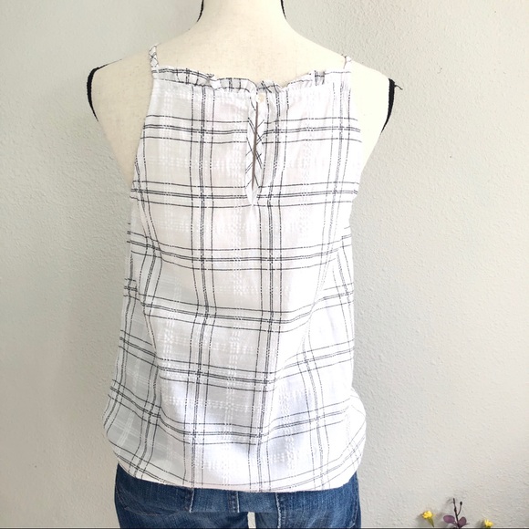 Plaid Lace Up Ruffle Trim Gingham Top - Picture 4 of 5